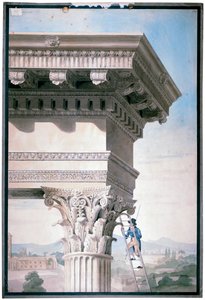 Étudiant mesurant le Temple de Castor et Pollux à Rome, 1819 - Henry Parke